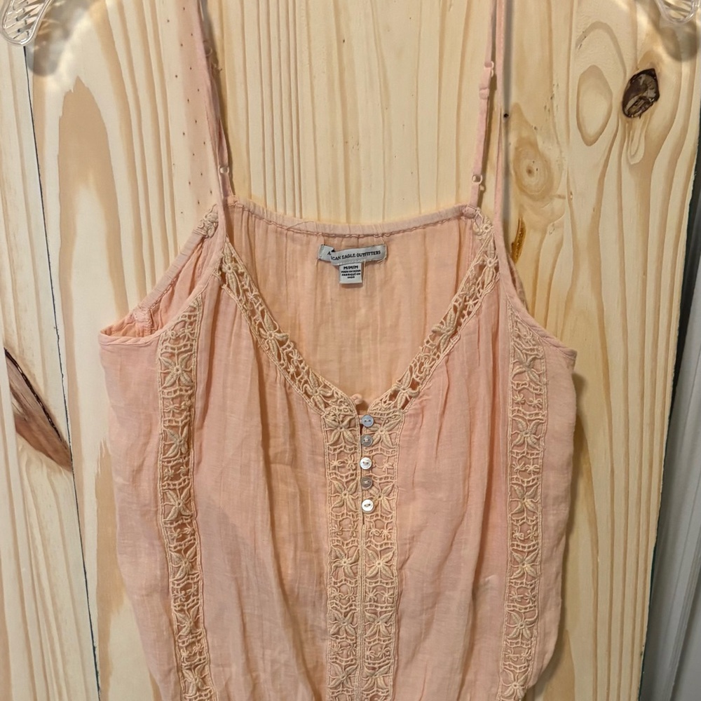 American Eagle Outfitters Blush Camisole with Embroidered Trim